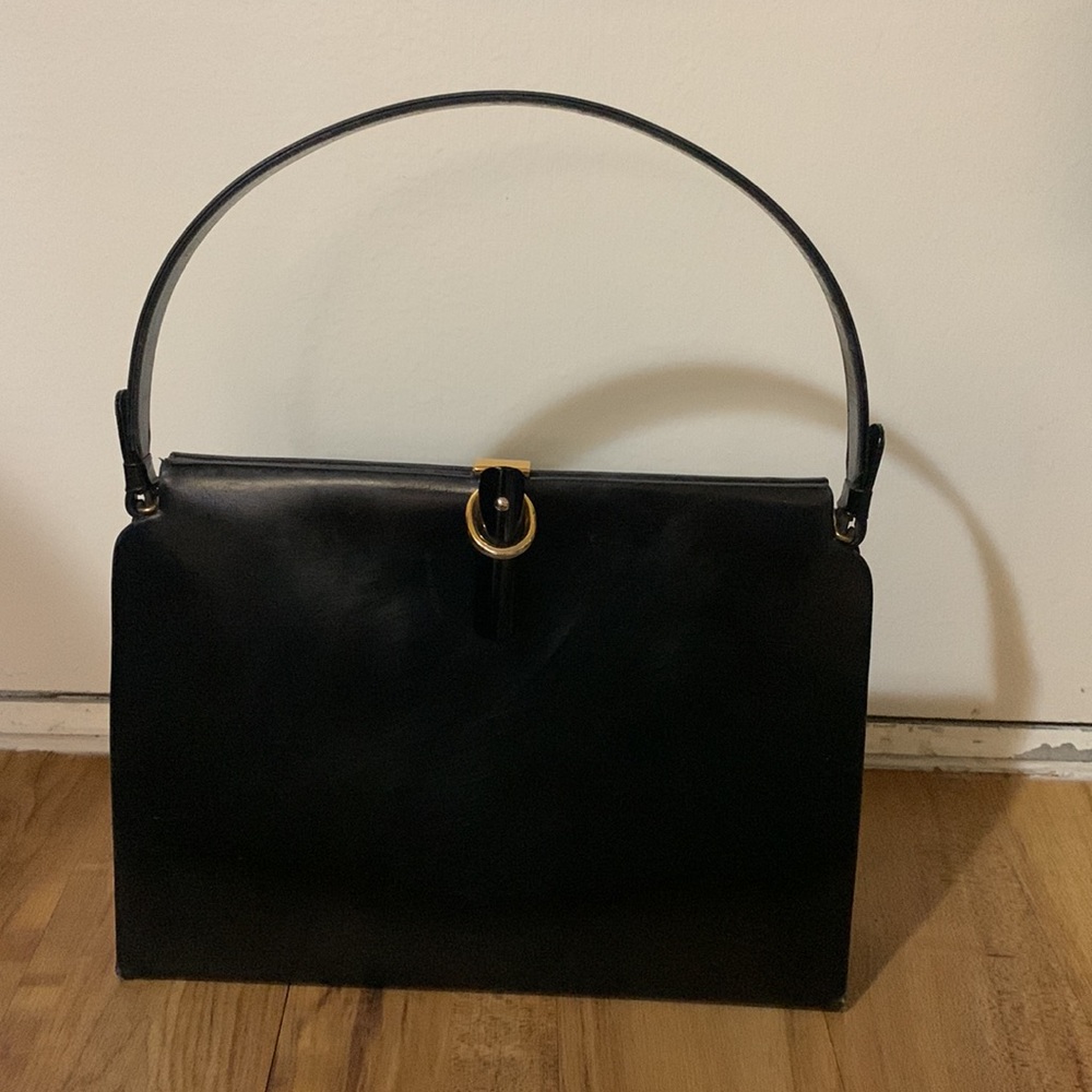 Vintage leather black clutch purse
